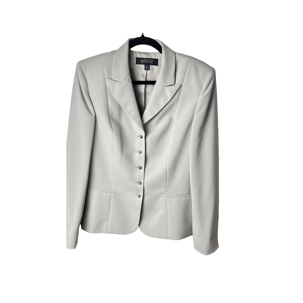 Women's Kasper Green Notch Collar Blazer‎ Lined suit jacket Classic 12